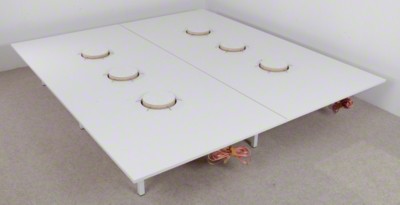Gedacht für Menschen mit Burn out Syndrom, zur Meditation, Regeneration, für Musikliebhaber, zur Ganzkörpermassage etc. Pulsgeber und Tiefton-Endstufe werden in ein Stahlträgerpodest eingebaut. Das System wird anschlussfertig für jede HiFi-Anlage, Discman, etc. geliefert. Externe Lautsprecher...